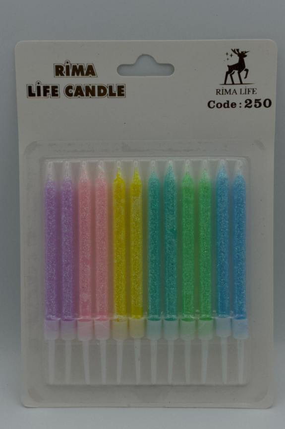 Karışık Simli Doğum Günü Mumu 12 Lı Kod: 250